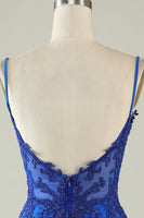 Load image into Gallery viewer, Spaghetti Straps Dark Green Short Formal Dress with Beading