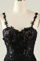 Load image into Gallery viewer, Spaghetti Straps Sequins Black Short Formal Dress