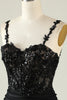 Load image into Gallery viewer, Spaghetti Straps Sequins Black Short Formal Dress