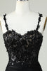 Load image into Gallery viewer, Sheath Spaghetti Straps Black Short Formal Dress with Appiques