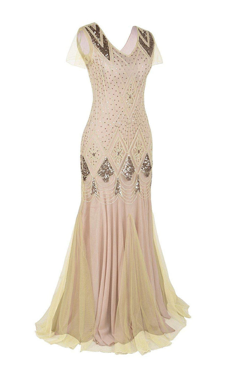 Load image into Gallery viewer, Pink Long Sequin 1920s Dress