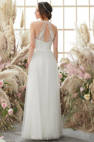 Load image into Gallery viewer, White Halter Neck Wedding Dress