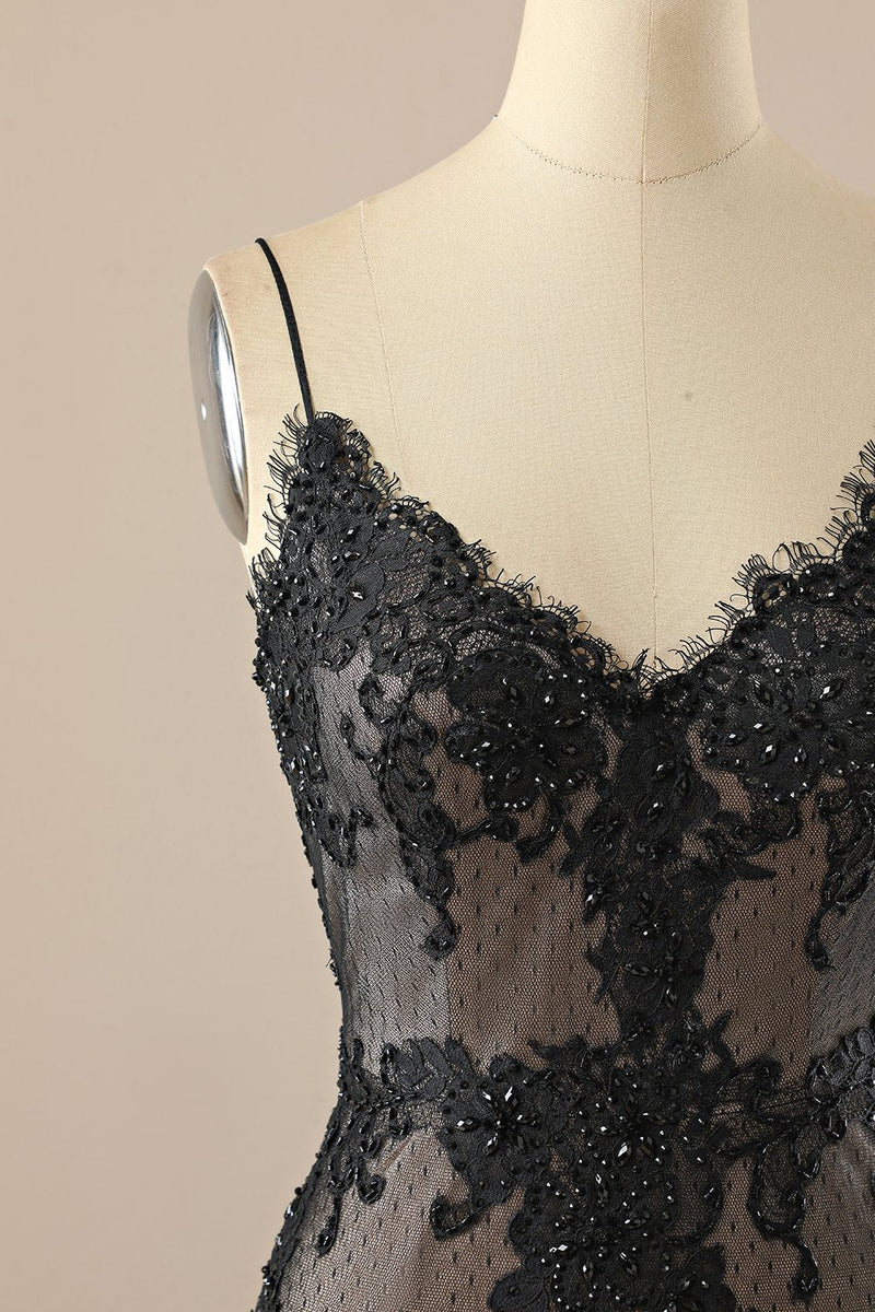 Load image into Gallery viewer, Black Spaghetti Straps Long Formal Dress with Beading