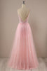 Load image into Gallery viewer, Sparkly Spaghetti Straps Pink Long Formal Dress with Beading