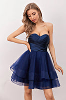 Load image into Gallery viewer, Navy Short Tulle Cocktail Dress