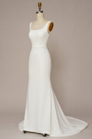 Load image into Gallery viewer, Mermaid Square Neck White Long Wedding Dress