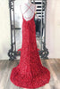 Load image into Gallery viewer, Mermaid Red Sequins Long Formal Dress with Slit