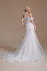 Load image into Gallery viewer, White Mermaid Halter Sweep Train Wedding Dress with Lace