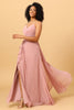 Load image into Gallery viewer, A Line Spaghetti Straps Blush Long Bridesmaid Dress with Split Front