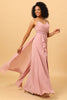 Load image into Gallery viewer, A Line Spaghetti Straps Blush Long Bridesmaid Dress with Split Front