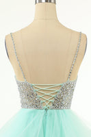 Load image into Gallery viewer, Pink Beaded Short Graduation Dress