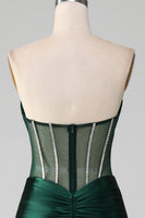 Load image into Gallery viewer, Mermaid Sweetheart Dark Green Corset Formal Dress with Split Front
