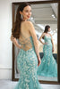 Load image into Gallery viewer, Light Green Mermaid Long Corset Formal Dress With Appliques