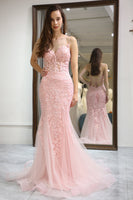 Load image into Gallery viewer, Light Green Mermaid Long Corset Formal Dress With Appliques