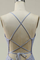 Load image into Gallery viewer, Halter Lace Purple Long Formal Dress with Slit