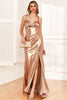Load image into Gallery viewer, Golden Ruffles Corset Formal Dress with Slit