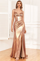 Load image into Gallery viewer, Golden Ruffles Corset Formal Dress with Slit