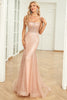 Load image into Gallery viewer, Glitter Mermaid Spaghetti Straps Blush Corset Formal Dress