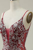 Load image into Gallery viewer, Mermaid Spaghetti Straps Sequins Burgundy Long Formal Dress with Bronzing