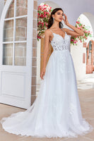 Load image into Gallery viewer, Ivory Criss-Cross Straps Back A-Line Tulle Wedding Dress