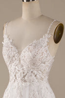 Load image into Gallery viewer, Ivory A-Line Tulle Criss-Cross Straps Back Wedding Dress