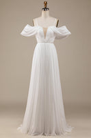 Load image into Gallery viewer, Ivory Boho Chiffon Ruched Wedding Dress