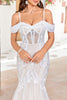 Load image into Gallery viewer, Mermaid Ivory and Champagne Wedding Dress with Appliques